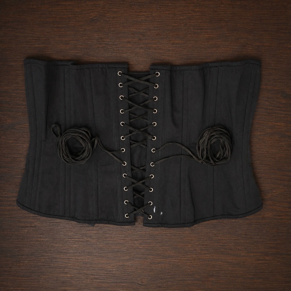 Orchard Corset CS-411 Black Steel Boned Underbust Corset Waist Trainer Gothic